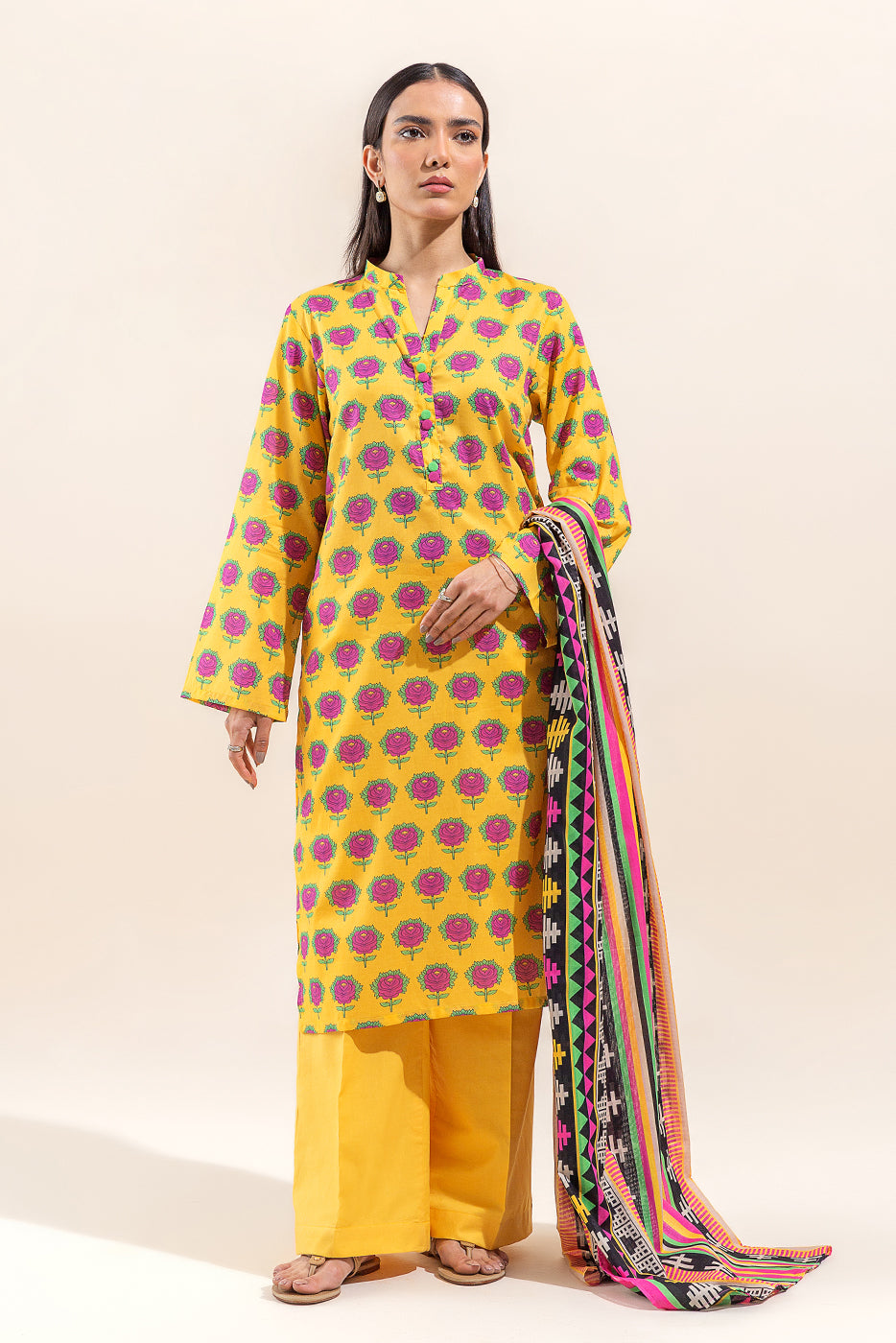 3 PIECE PRINTED LAWN SUIT-AMBER ROSE (UNSTITCHED)