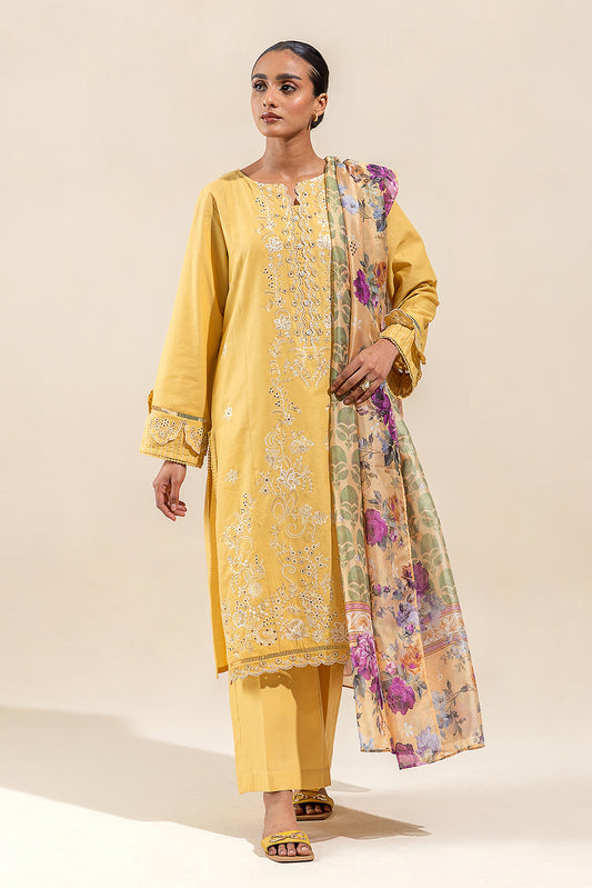 3 PIECE EMBROIDERED LAWN SUIT-VANILLA GLARE (UNSTITCHED)