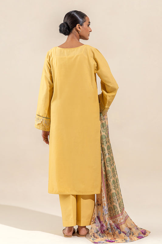 3 PIECE EMBROIDERED LAWN SUIT-VANILLA GLARE (UNSTITCHED)