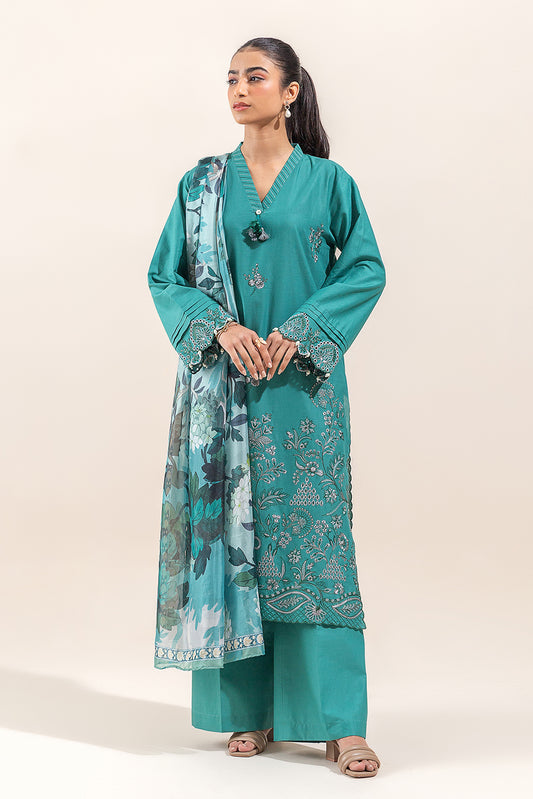 3 PIECE EMBROIDERED LAWN SUIT-CARIBBEAN ALLURE (UNSTITCHED)