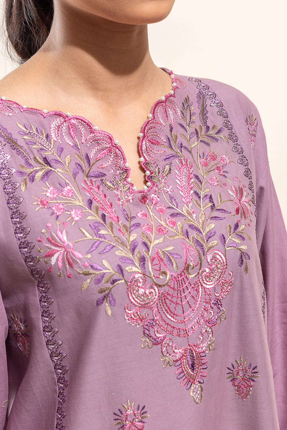 3 PIECE EMBROIDERED LAWN SUIT-ORCHID HAZE (UNSTITCHED)