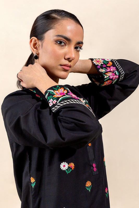 2 PIECE EMBROIDERED LAWN SUIT-SABLE INK (UNSTITCHED)