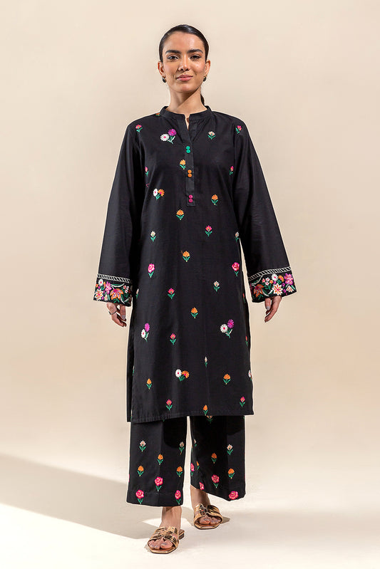 2 PIECE EMBROIDERED LAWN SUIT-SABLE INK (UNSTITCHED)
