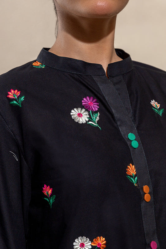 2 PIECE EMBROIDERED LAWN SUIT-SABLE INK (UNSTITCHED)