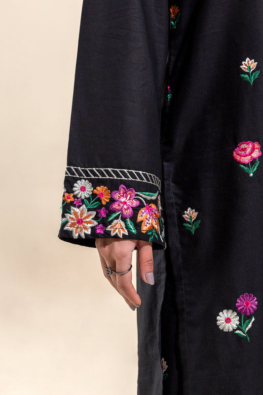 2 PIECE EMBROIDERED LAWN SUIT-SABLE INK (UNSTITCHED)