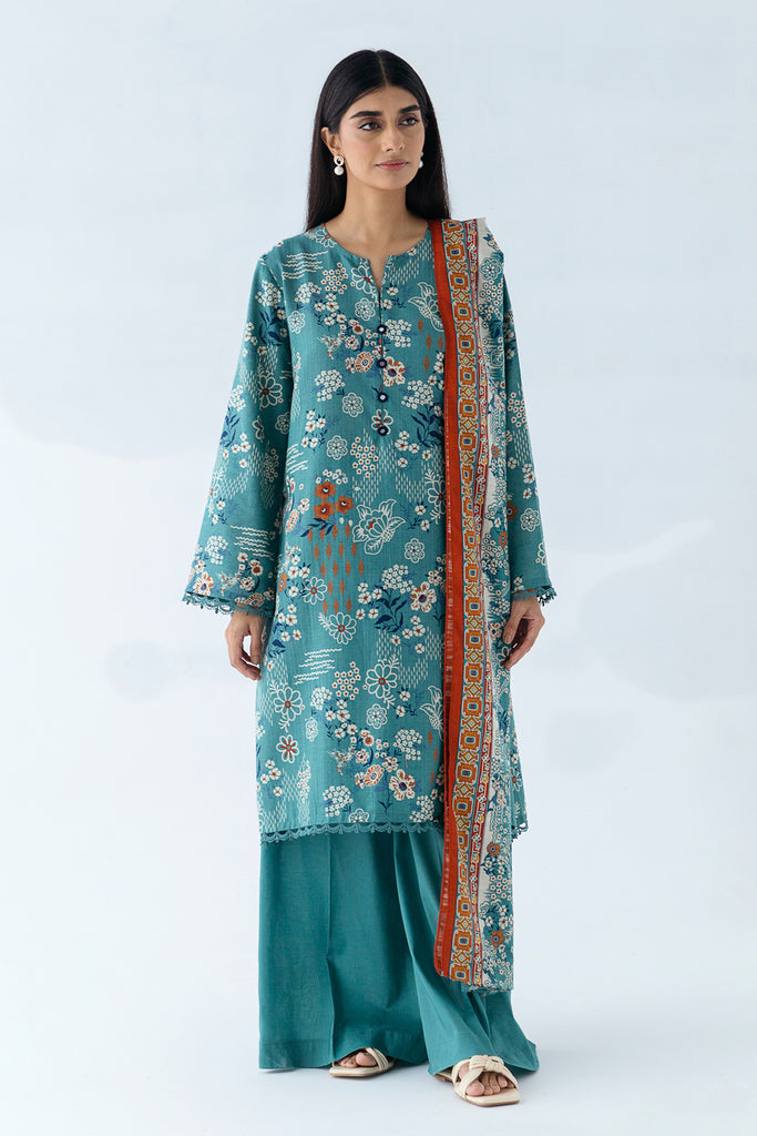 online 2 piece printed khaddar suit for ladies