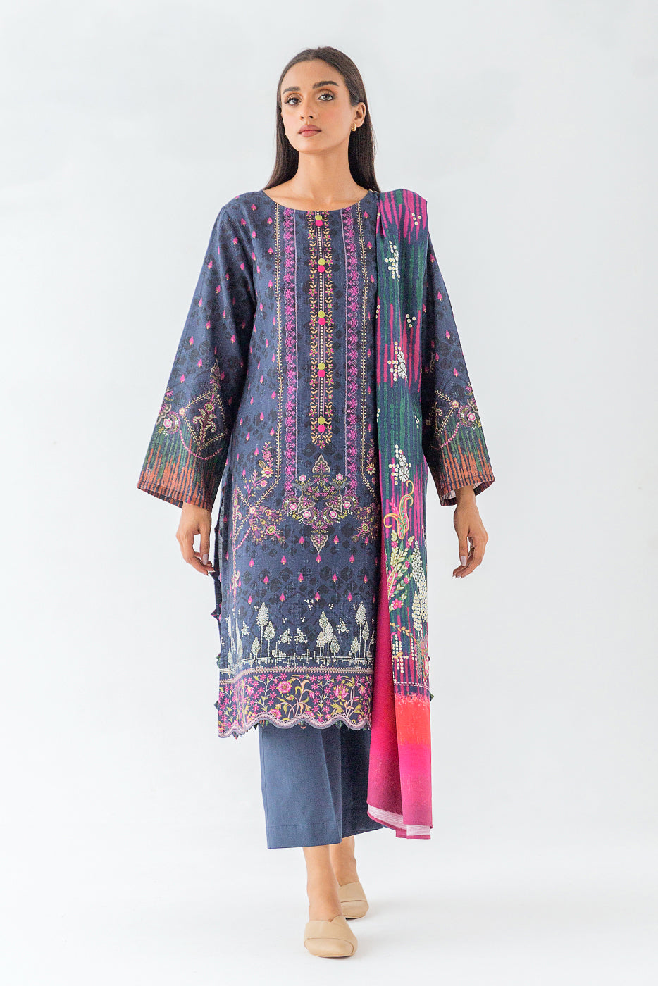 3 PIECE - PRINTED KHADDAR SUIT - MIDNIGHT CHARM (UNSTITCHED)