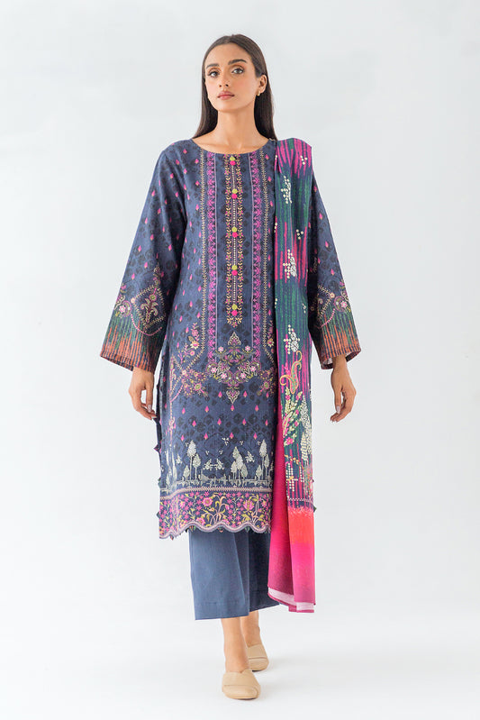 3 PIECE - PRINTED KHADDAR SUIT - MIDNIGHT CHARM (UNSTITCHED)