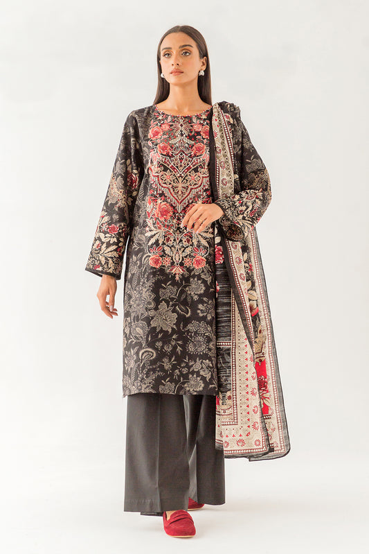 3 PIECE - EMBROIDERED KHADDAR SUIT - BLOSSOM HUES (UNSTITCHED)