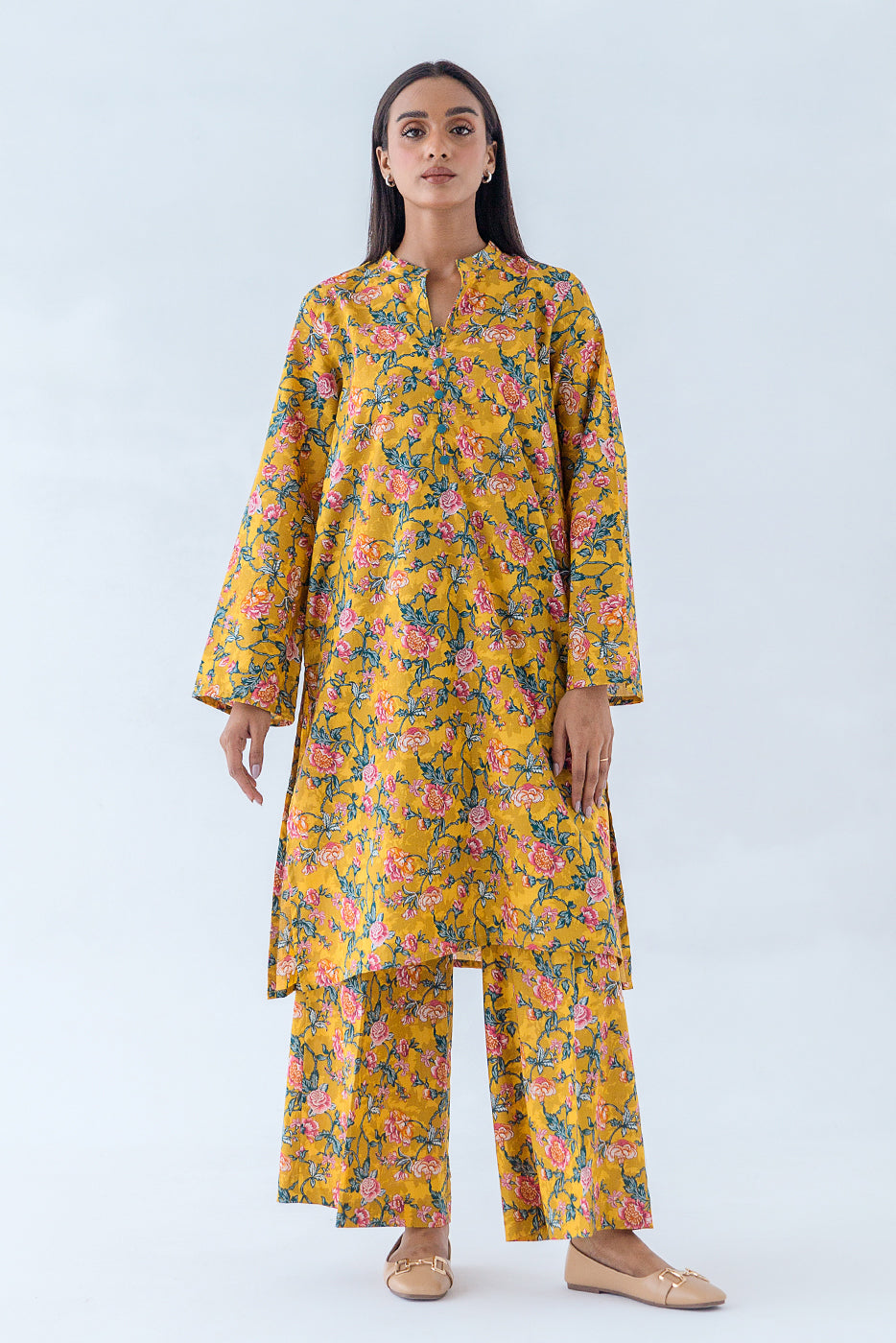 2 PIECE - PRINTED CAMBRIC SUIT - GOLDEN GRACE (UNSTITCHED)