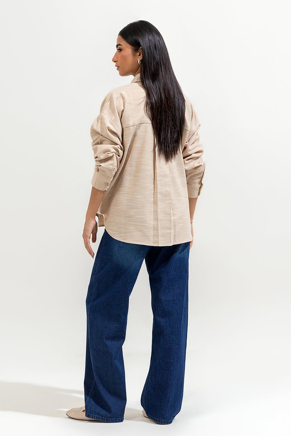 BUTTON-THROUGH DROP SHOULDER SHIRT