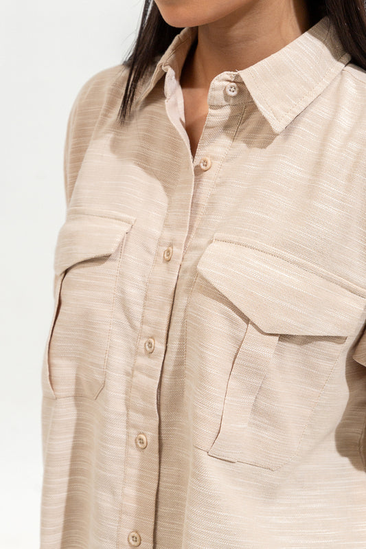 BUTTON-THROUGH DROP SHOULDER SHIRT