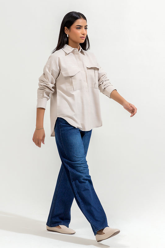 BUTTON-THROUGH DROP SHOULDER SHIRT