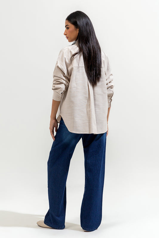 BUTTON-THROUGH DROP SHOULDER SHIRT