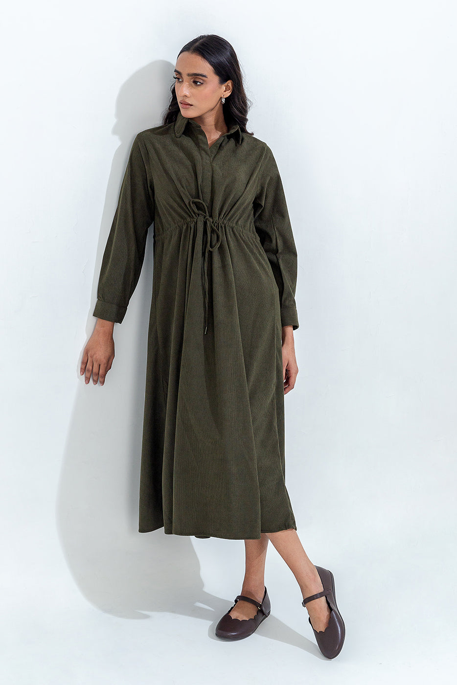 OLIVE GREEN CORDUROY DRESS BEECHTREE OLIVE GREEN CORDUROY DRESS BEECHTREE