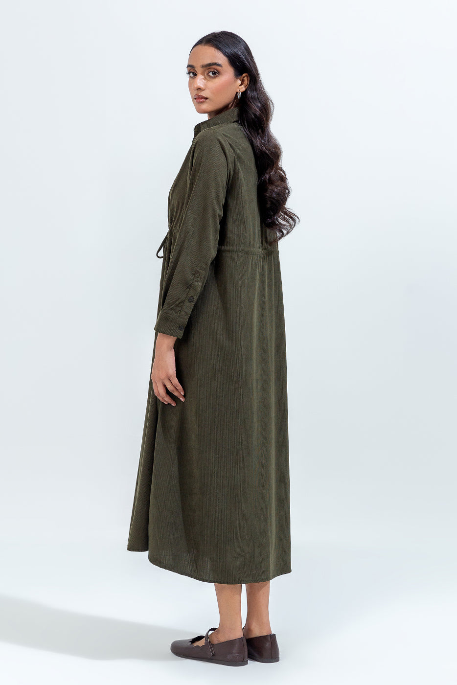 OLIVE GREEN CORDUROY DRESS BEECHTREE OLIVE GREEN CORDUROY DRESS BEECHTREE