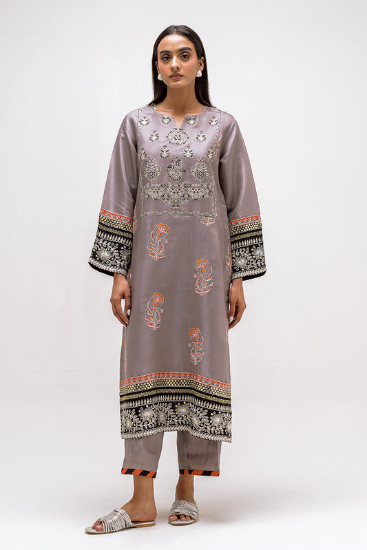 2 PIECE EMBROIDERED SILK SUIT (LUXURY-PRET)