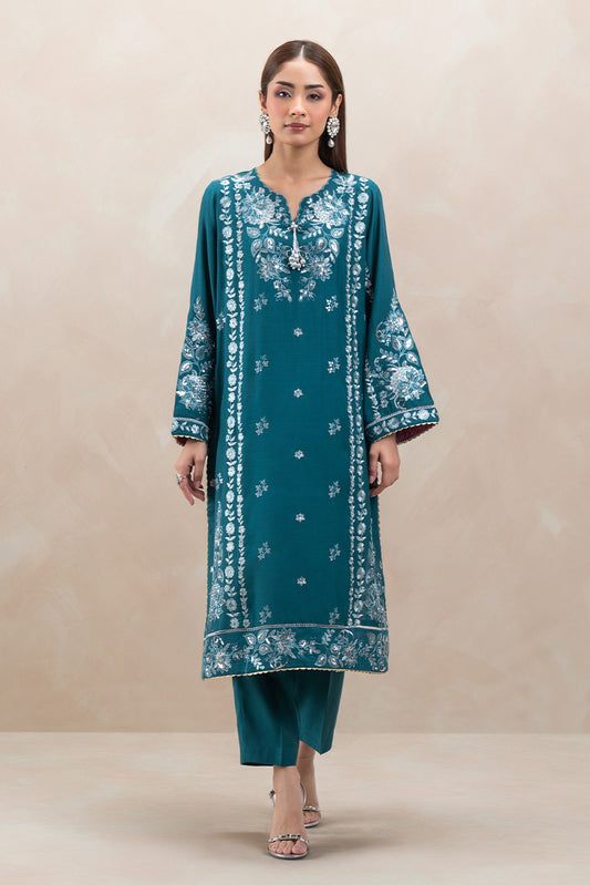 2 PIECE EMBROIDERED RAW SILK SUIT (LUXURY-PRET)