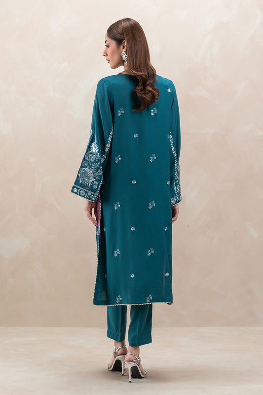 2 PIECE EMBROIDERED RAW SILK SUIT (LUXURY-PRET)