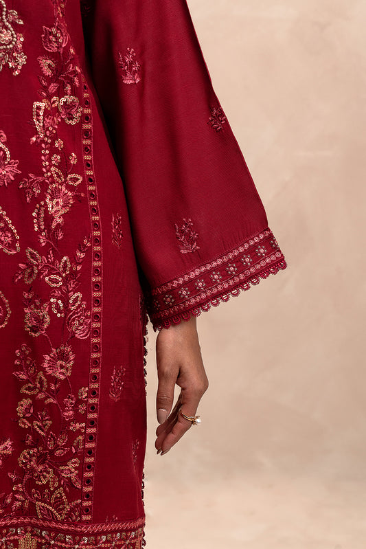 2 PIECE EMBROIDERED SILK SUIT (LUXURY-PRET)