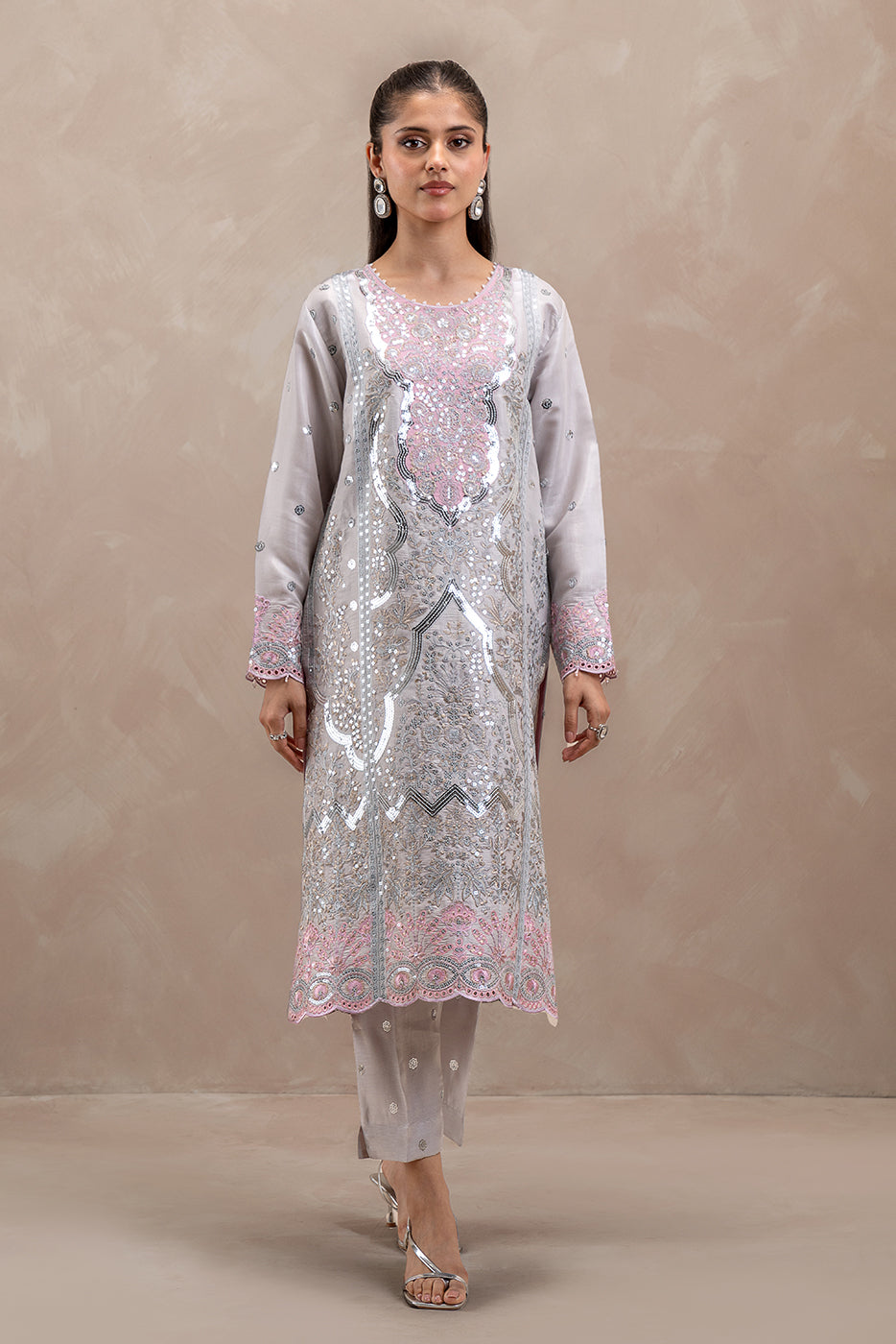 2 PIECE EMBROIDERED SILK SUIT (LUXURY-PRET)