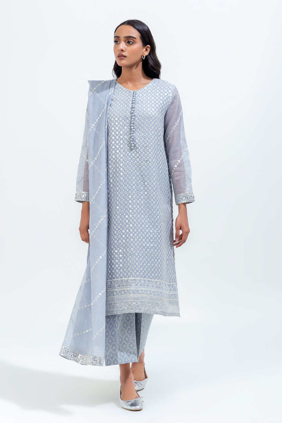 3 PIECE EMBROIDERED COTTON SUIT (LUXURY-PRET)