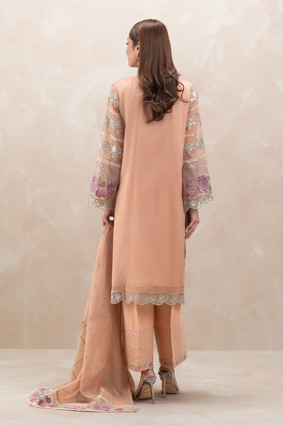 3 PIECE EMBROIDERED COTTON NET SUIT (LUXURY-PRET)