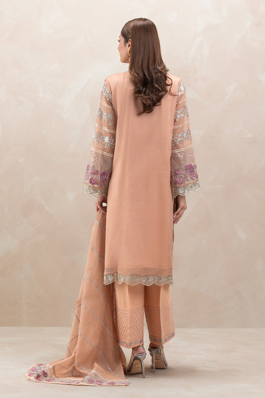 3 PIECE EMBROIDERED COTTON NET SUIT (LUXURY-PRET)
