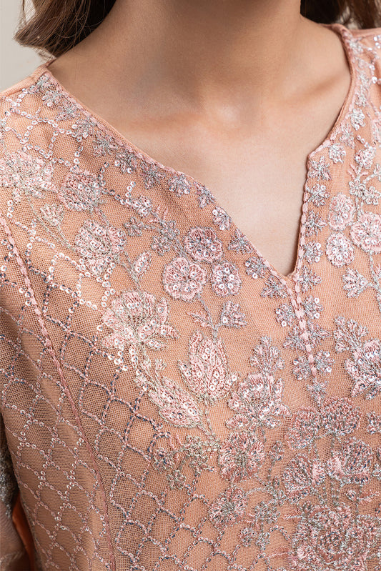 3 PIECE EMBROIDERED COTTON NET SUIT (LUXURY-PRET)