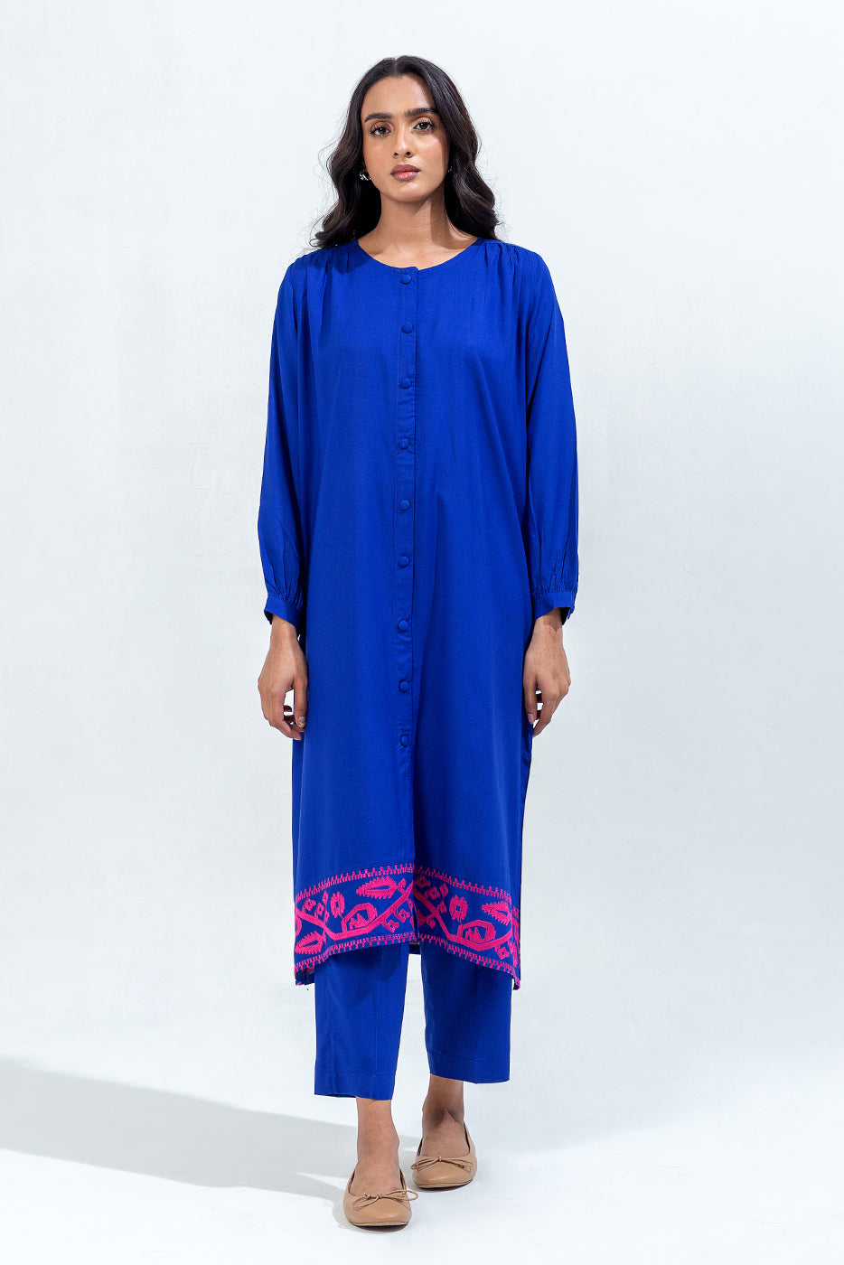 2 PIECE EMBROIDERED VISCOSE SUIT (PRET)