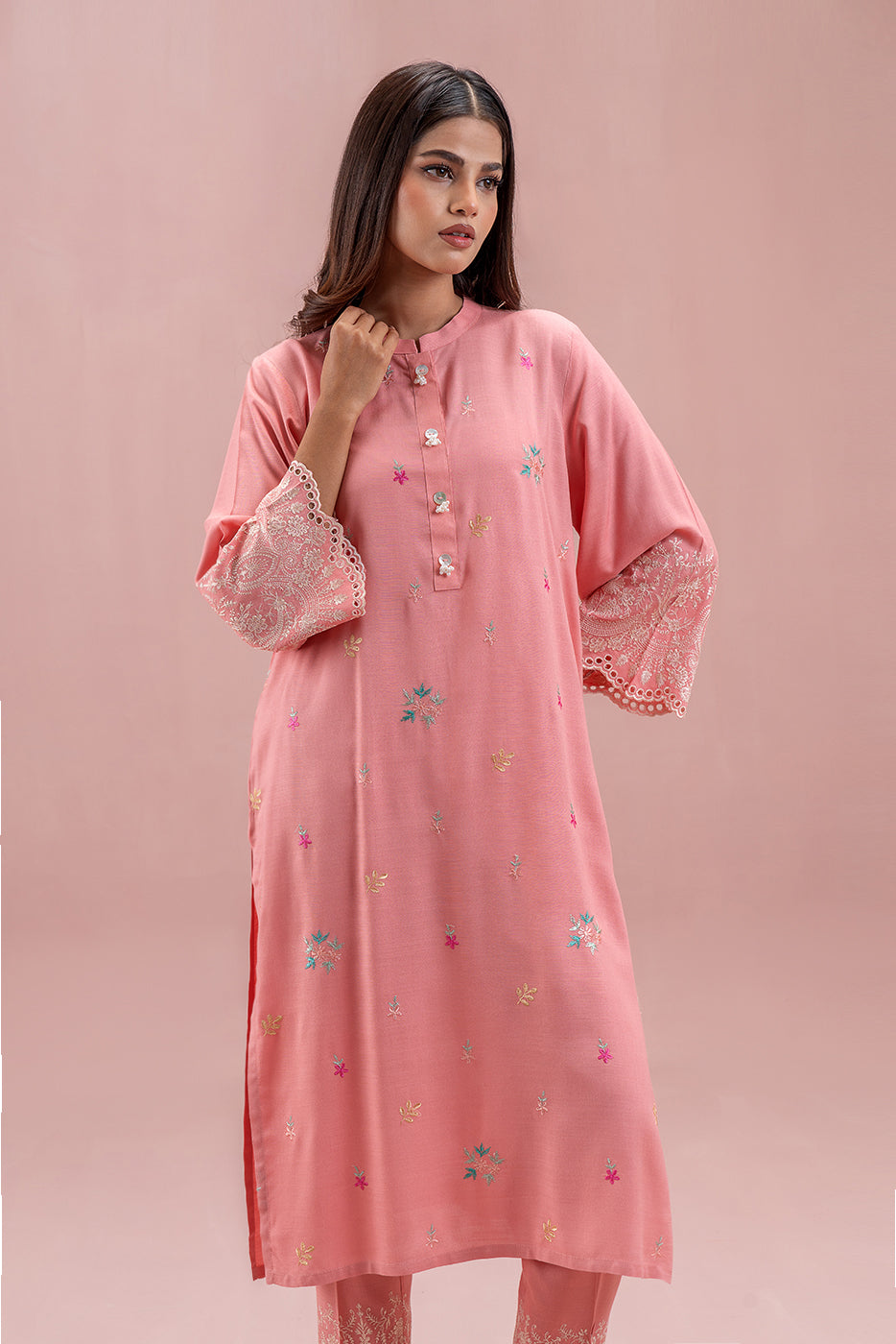 2 PIECE EMBROIDERED VISCOSE SUIT (PRET)