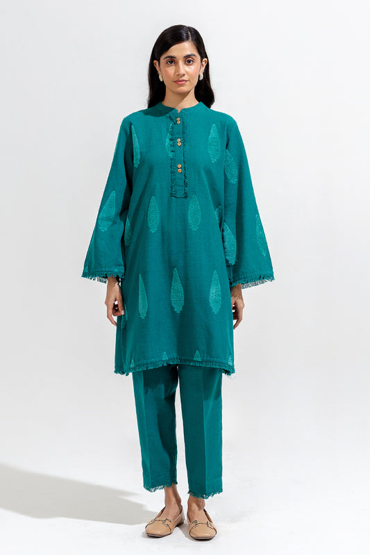 2 PIECE BASIC KHADDAR JACQUARD SUIT (PRET)