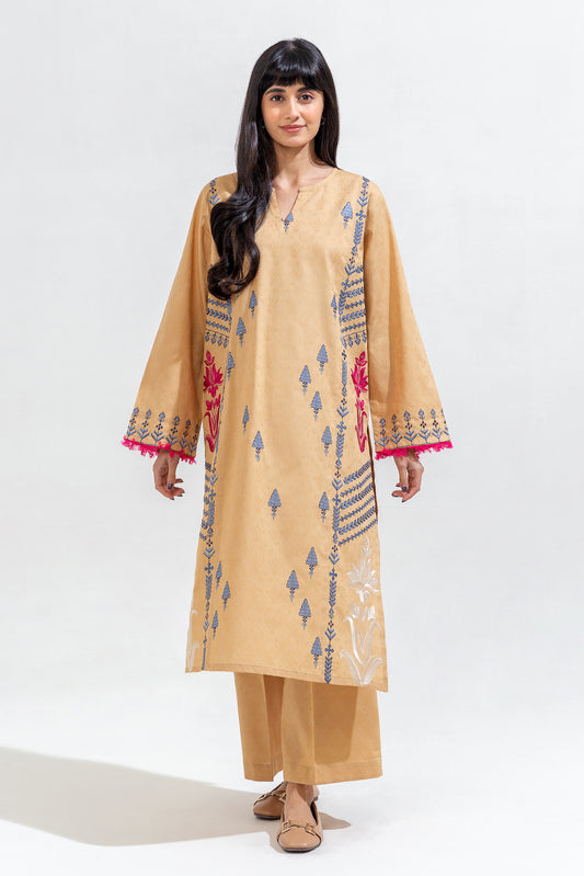 2 PIECE EMBROIDERED CAMBRIC JACQUARD SUIT (PRET)