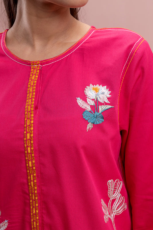 2 PIECE EMBROIDERED CAMBRIC SUIT (PRET)