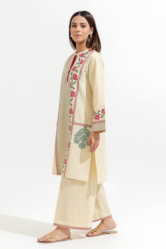 2 PIECE EMBROIDERED CAMBRIC SUIT (PRET)