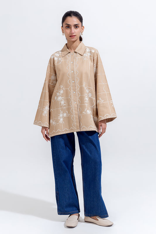 EMBROIDERED KHADDAR TOP (PRET)