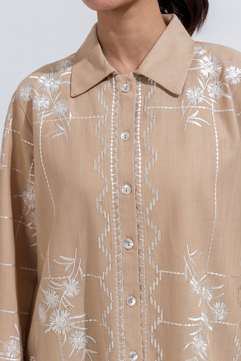 EMBROIDERED KHADDAR TOP (PRET)