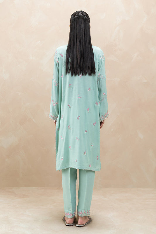 2 PIECE EMBROIDERED RAW SILK SUIT (LUXURY-PRET)