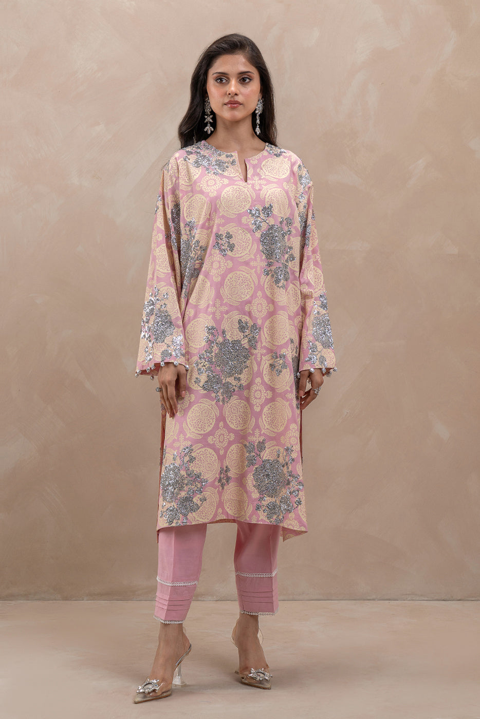 2 PIECE EMBROIDERED SILK SUIT (LUXURY-PRET)