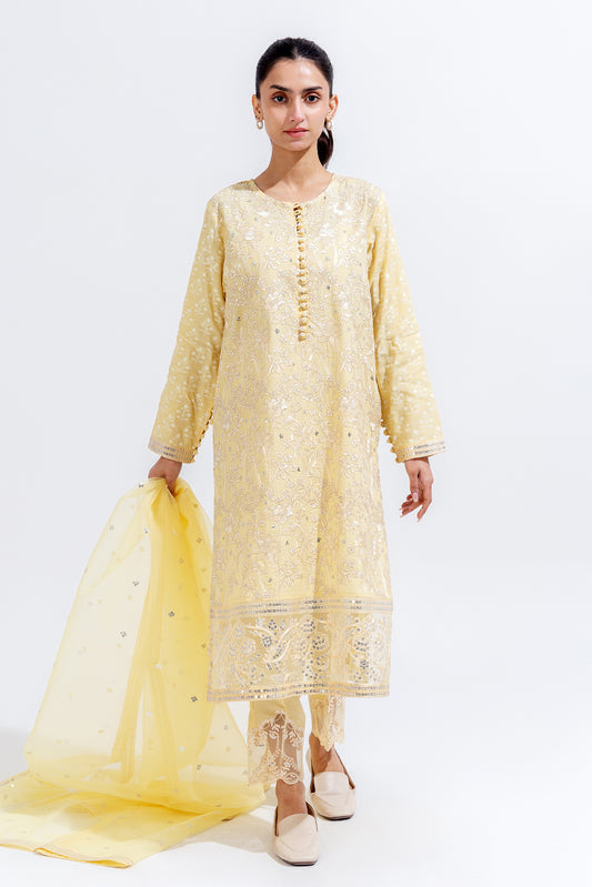 3 PIECE EMBROIDERED SILK SUIT (LUXURY-PRET)