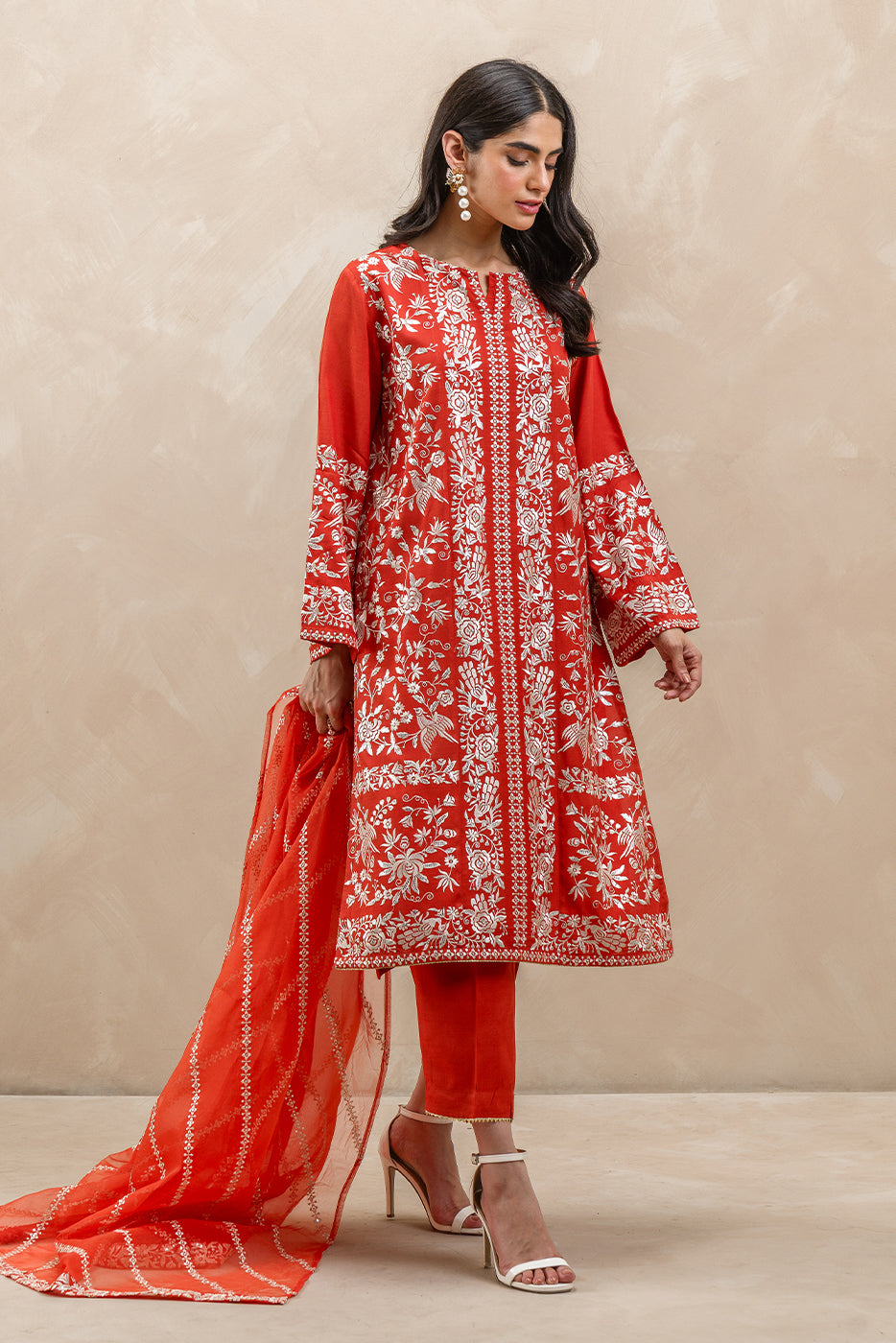 3 PIECE EMBROIDERED SILK SUIT (LUXURY-PRET)