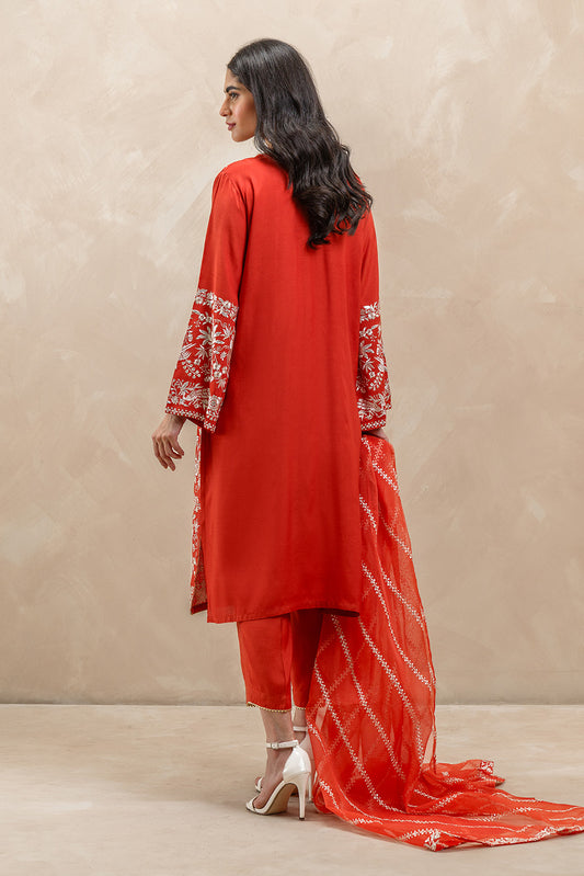 3 PIECE EMBROIDERED SILK SUIT (LUXURY-PRET)