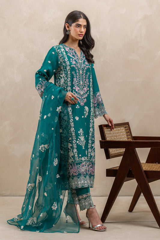 3 PIECE EMBROIDERED SILK SUIT (LUXURY-PRET)