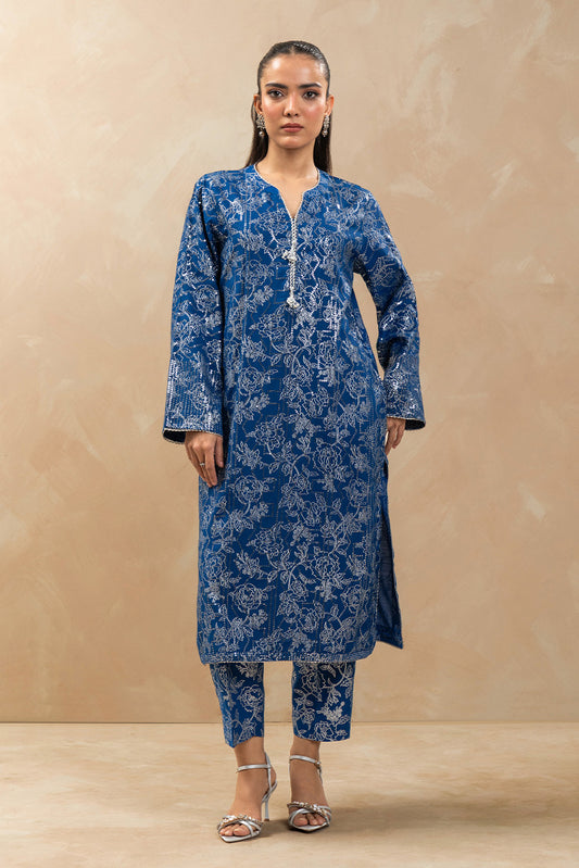 3 PIECE EMBROIDERED RAW SILK SUIT (LUXURY-PRET)