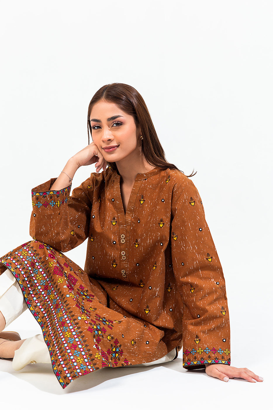 EMBROIDERED KHADDAR SHIRT (PRET)