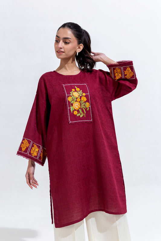 EMBROIDERED KHADDAR JACQUARD SHIRT (PRET)