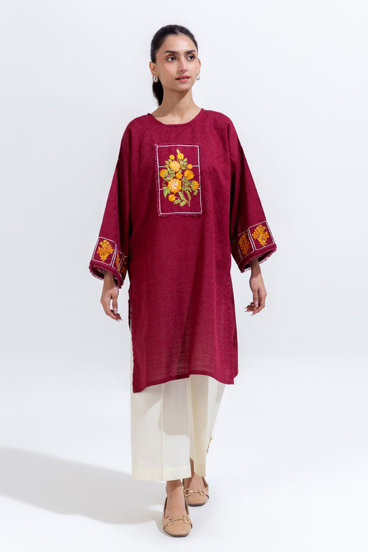 EMBROIDERED KHADDAR JACQUARD SHIRT (PRET)