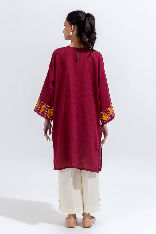 EMBROIDERED KHADDAR JACQUARD SHIRT (PRET)