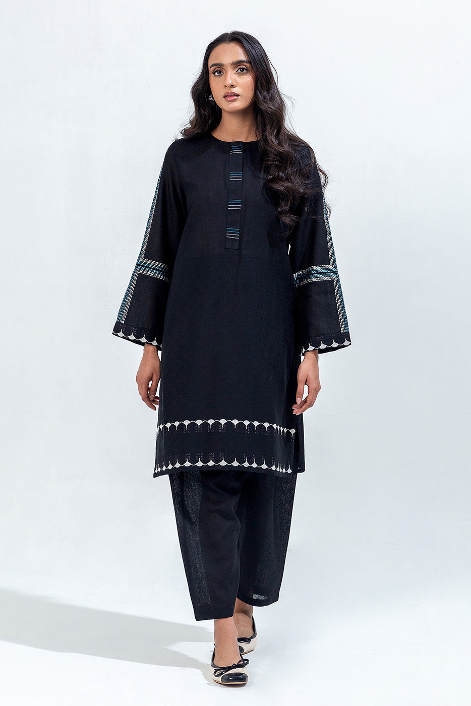 2 PIECE EMBROIDERED KHADDAR JACQUARD SUIT (PRET)