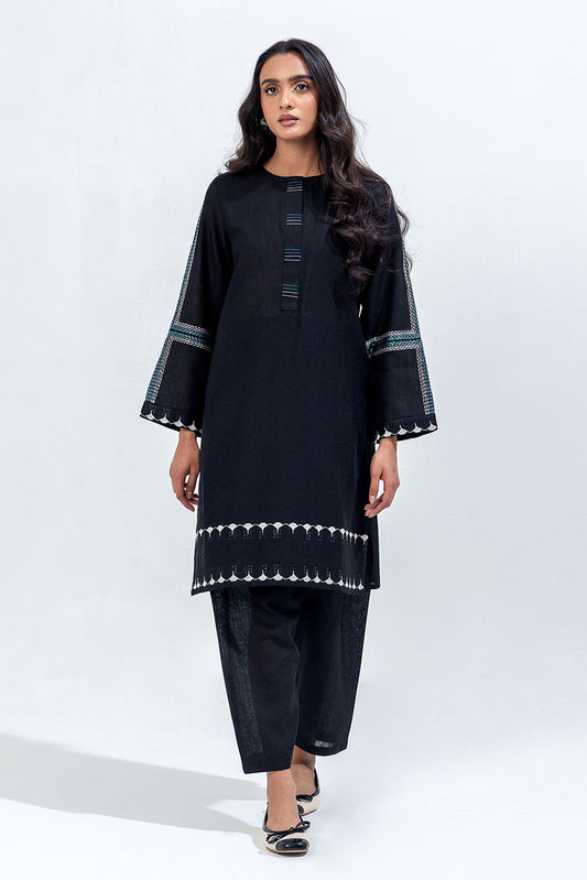 2 PIECE EMBROIDERED KHADDAR JACQUARD SUIT (PRET)